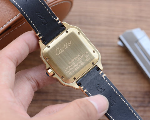 SANTOS DE CARTIE 39MM GOLD CASE LEATHER STRAP