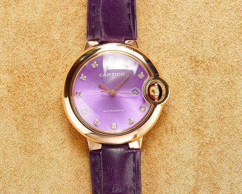 BALLON BLEU 33MM ROSE GOLD CASE PINK DIAL LEATHER STRAP