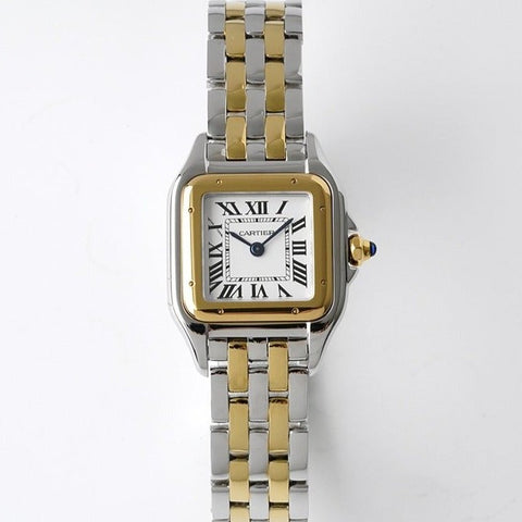PANTHERE DE CARTIE 22MM QUARTZ GOLD STEEL WHITE DIAL