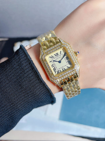 PANTHERE 27MM QUARTZ ROSE GOLD DIAMOND BEZEL
