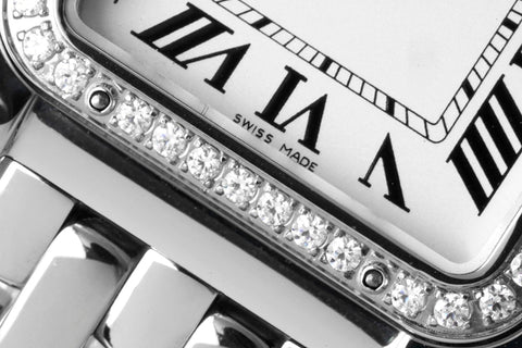 PANTHERE 27MM SILVER CASE DIAMOND BEZEL WHITE DIAL