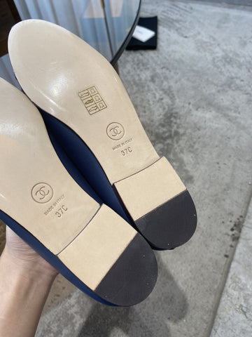 BALLET FLATS DARK BLUE BLACK LAMBSKIN