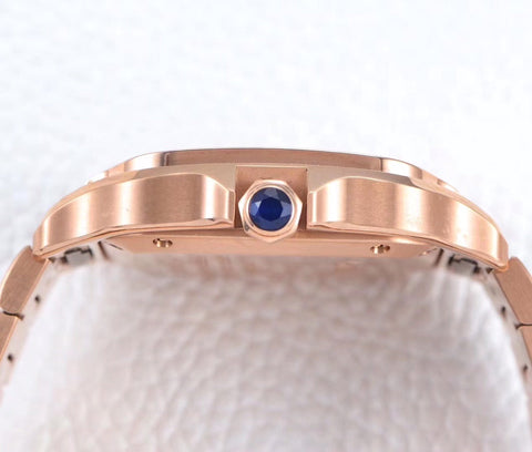 SANTOS LADY 35.1MM AUTOMATIC PINK GOLD DIAMOND BEZEL