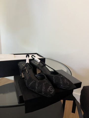 high slingbacks black denim