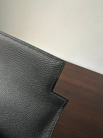 HM KELLY 25CM BLACK EPSOM SILVER HARDWARE