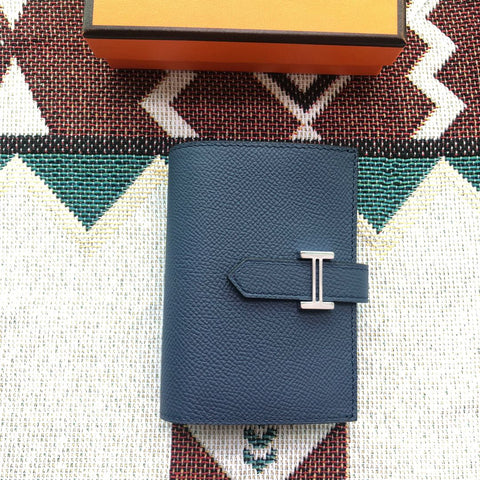 BEARN COMPACT WALLET 12 IN PRUSSIAN BLUE EPSOM LEATHER