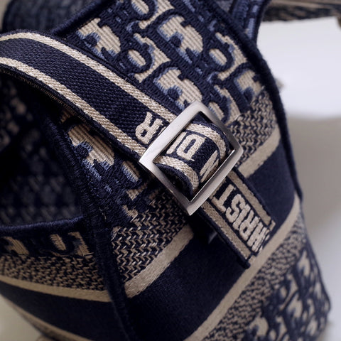 CAMP DOUBLE BUCKLE BAG 28 IN NAVY BLUE MONOGRAM OBLIQUE JACQUARD