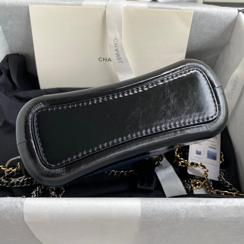CC GABRIELLE MINI 20 HOBO BAG IN MIDNIGHT BLUE MIX BLACK CALFSKIN