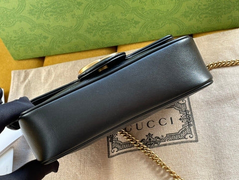 GG MARMONT MINI 16 BAG IN BLACK CALFSKIN