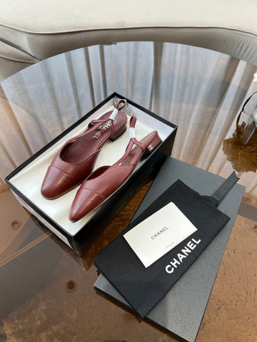 SLINGBACKS WINE RED CALFSKIN