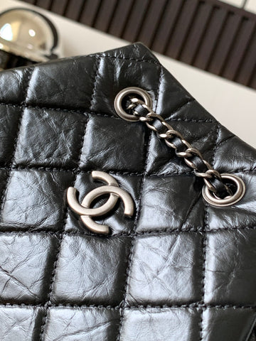 CHANEL 25S GRABRIELLE BACKPACK 24 CM IN BLACK LAMBSKIN