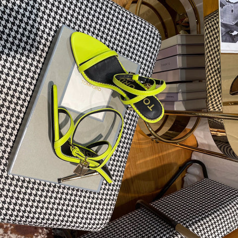 NEON YELLOW PADLOCK 105 LEATHER SANDALS