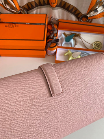 JIGE ELAN 29 CLUTCH IN CREPE PINK CALFSKIN