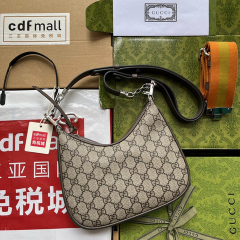 ATTACHE MINI BAG 23 IN BEIGE GG AND BROWN TRIM CALFSKIN