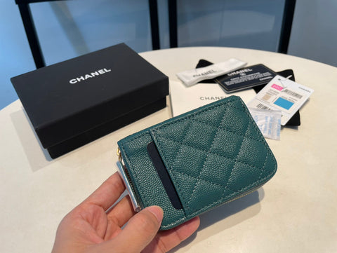 CC ZIPPED COIN PURSE 11 OCEAN GRAINED CALFSKIN