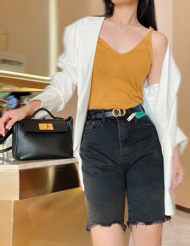MINI 24/24 21CM IN BLACK EVERCOLOR CALFSKIN GOLD KELLY BUCKLE