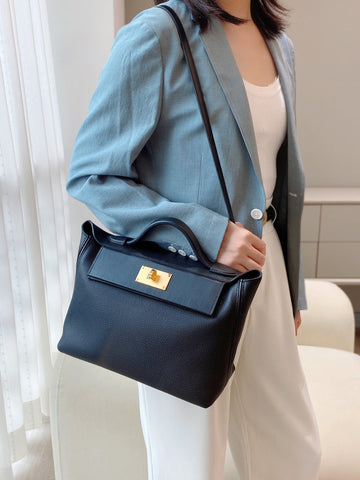 MINI 24/24 29CM IN BLACK EVERCOLOR CALFSKIN GOLD KELLY BUCKLE