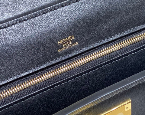 MINI 24/24 21CM IN BLACK EVERCOLOR CALFSKIN GOLD KELLY BUCKLE