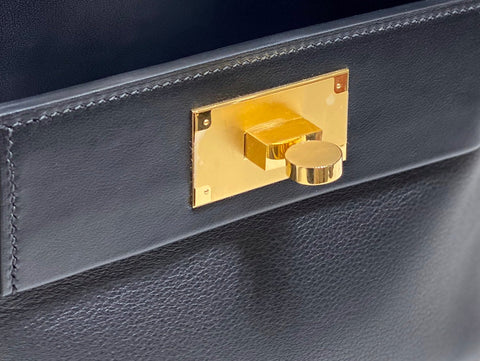 MINI 24/24 21CM IN BLACK EVERCOLOR CALFSKIN GOLD KELLY BUCKLE
