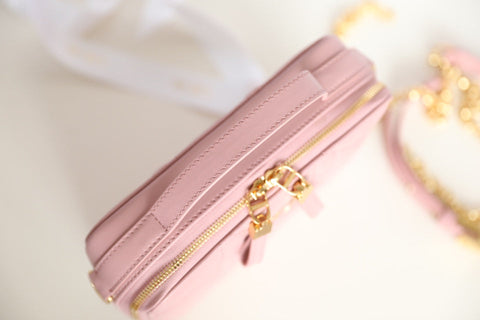CARO BOX BAG 19 IN LIGHT PINK CALFSKIN
