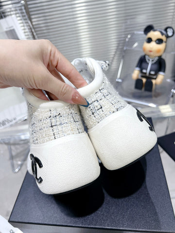CC CANO ALTO SNEAKER IN WHITE WOOL TWEED AND RUBBER