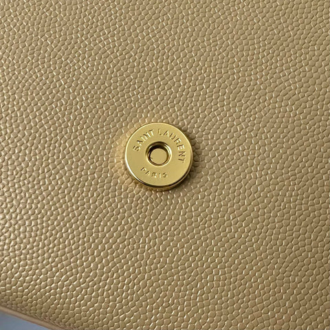 KATE 20 SMALL IN CALFSKIN BEIGE CREAM WITH GOLD LOGO