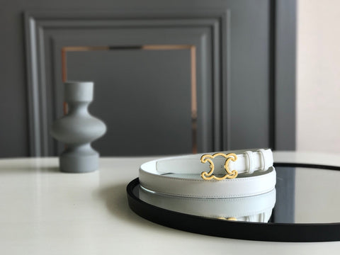 CELINE 25S BELT TRIOMPHE 25MM IN WHITE CALFSKIN 559674