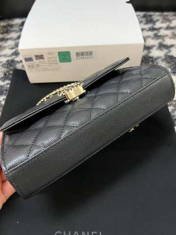 CC KELLY 18 BAG IN BLACK CALFSKIN WITH GOLD HARDWARE