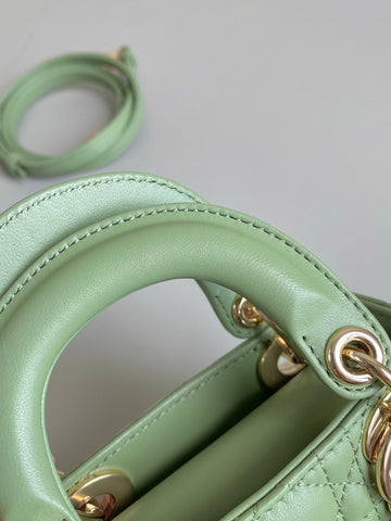 MICRO LADY 12 BAG IN LIGHT GREEN LAMBSKIN
