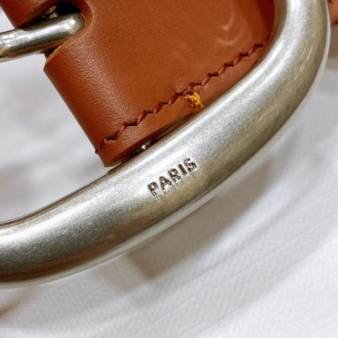 CL LARGE 35 MM BELT IN BRONZE BROWN CALFSKIN LIGHT GOLD HARDWARE