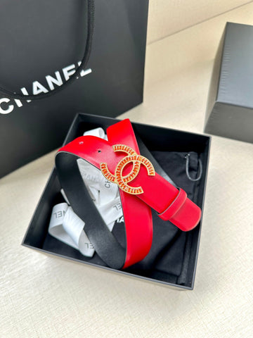 CHANEL 25S BELT 30 MM IN RED CALFSKIN 616970