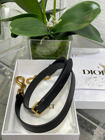 SADDLE BAG 24 IN BLACK CALFSKIN GOLD HARDWARE