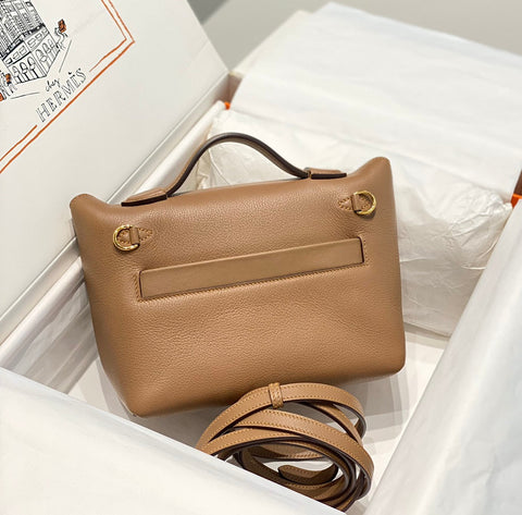 MINI 24/24 21CM IN BEIGE MARFA EVERCOLOR CALFSKIN GOLD KELLY BUCKLE