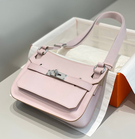 HM JYPSIERE SHOULDER BAG 23 IN BABY PINK CALFSKIN