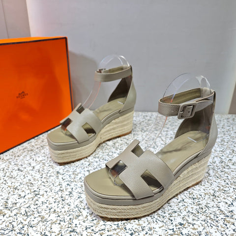 ELDA ESPADRILLE 80 LIGHT GRAY CALFSKIN