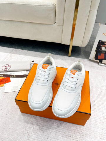 GIGA SNEAKER IN WHITE CREAM STITCHED MESH AND CALFSKIN