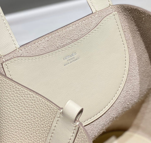 HERMES 25S IN THE LOOP 18 IN IVORY CALFSKIN SILVER HARDWARE