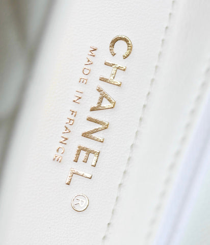 CHANEL 25S FLAP BAG 21 CM IN WHITE LAMBSKIN WITH GOLD HARDWARE