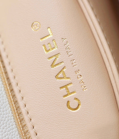 CHANEL 25S FLAP BAG 24 CM IN WHITE LAMBSKIN WITH GOLD HARDWARE