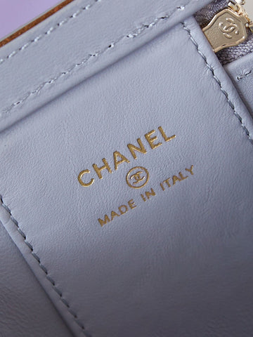 CHANEL 25S MINI VANITY BAG 11 CM IN GREY LAMBSKIN WITH CRYSTAL-EMBELLISHED CC LOGO