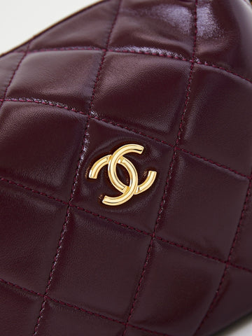 HOBO BAG 18 IN WINE RED SOFT LAMBSKIN GOLD CHAIN