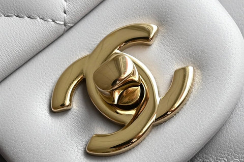 CHANEL 25S FLAP BAG 25.5 CM IN LIGHT GREY LAMBSKIN