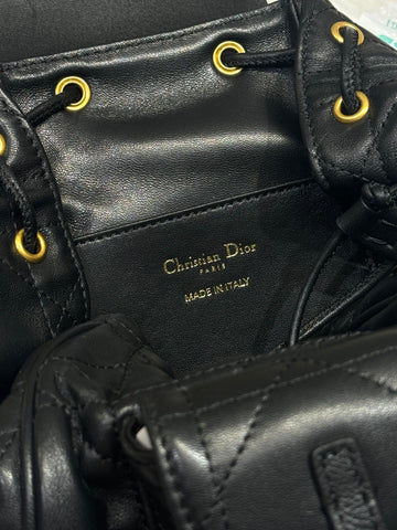 SMALL CARO BACKPACK 20 IN BLACK MACROCANNAGE LAMBSKIN
