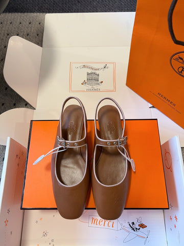 KLEO SLINGBACK IN BRONZE BROWN CALFSKIN