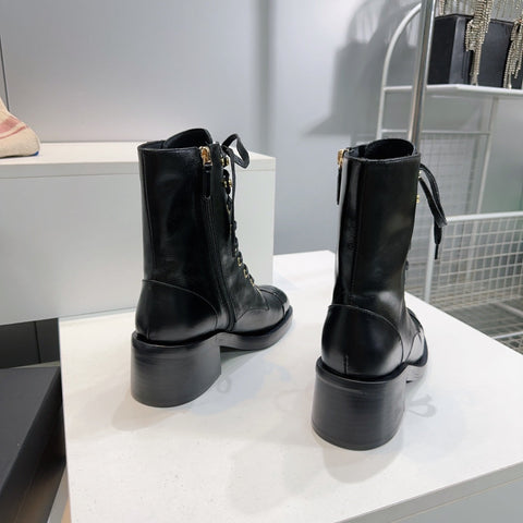 CHANEL ANKLE BOOTS 25S 50 MM IN BLACK LAMBSKIN WITH ZIPPER