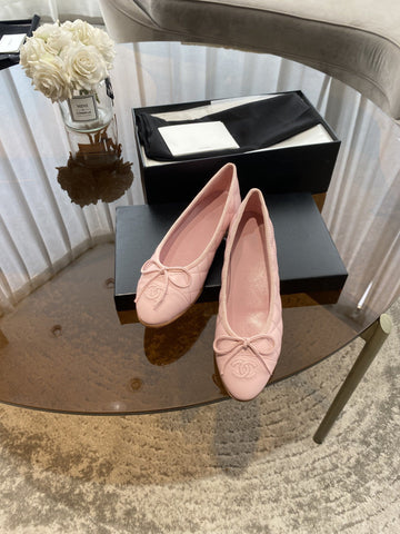 BALLET FLATS PINK QUILTED LAMBSKIN