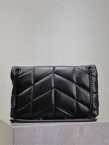 LOULOU PUFFER MEDIUM 29 IN ALL BLACK SHEEPSKIN BLACK HARDWARE