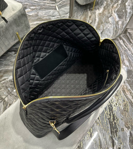 ES GIANT 56 BLACK COWHIDE LEATHER TRAVEL BAG