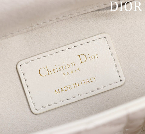 SMALL LADY D-JOY 22 WHITE LAMBSKIN GOLD HARDWARE
