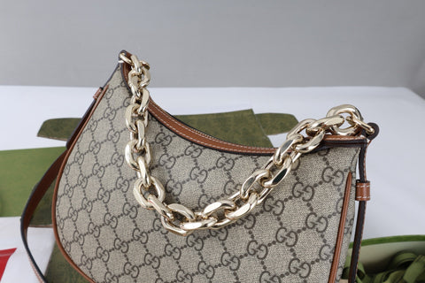GG SHOULDER BAG 25 IN DARK BEIGE MONOGRAM CANVAS MIX CALFSKIN